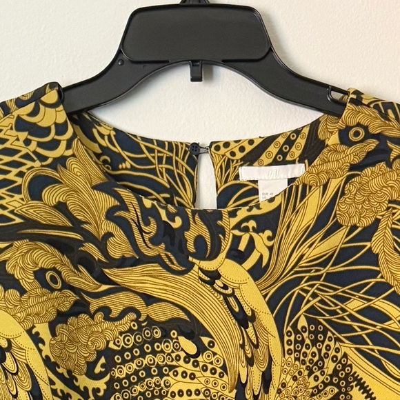 H&M Gold & Navy Floral Mini Tunic Dress - Picture 2 of 8